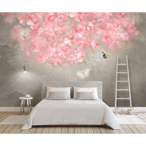 Customized 3D mural wallpaper hand-painted watercolor pattern Nordic cement wall retro background wall decoration