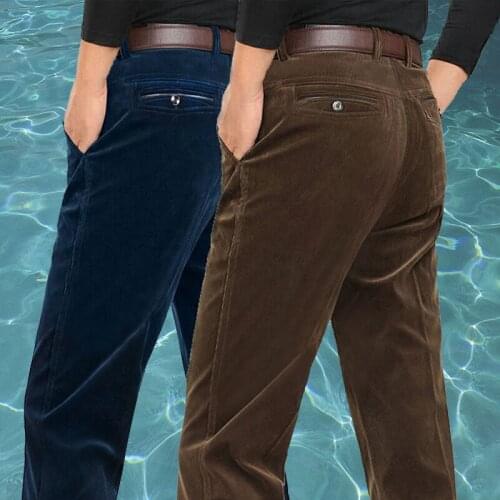 New Spring Autumn Men Pants Casual Loose Corduroy Pants Stretch Men joggers Male Trousers Anti-wrinke Easy-care Trousers