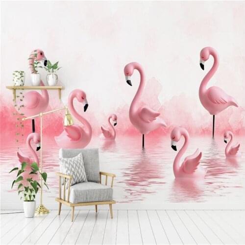 Wallpapers YOUMAN Custom Photo Wallpaper Modern Wallpaper Flamingo Baby Room Background Wall Minimalist 3d Mural Room Decor Wall