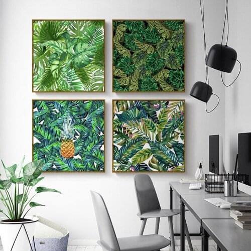 Green Tropical Plant Posters Wall Art Pineapple Pictures Canvas And Hd Prints Nordic Style Painting For Living Room Decoration