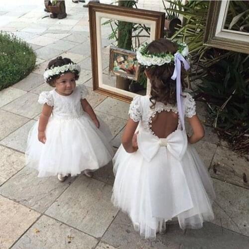 Custom Made White Flower Girl Dress for Wedding Little Princess Puffy Dress for Birthday Communion Party Occassion