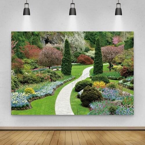 Natural Scenery Garden Park Green Grassland Path Tree Flower Baby Portrait Photo Backdrops Photo Background Photophone Photozone