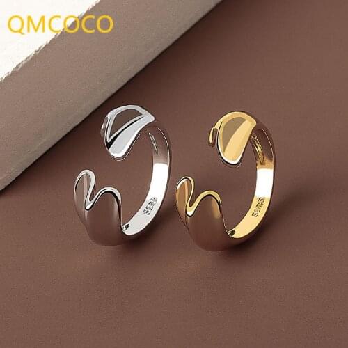 QMCOCO New Style Irregular Texture Women Ring INS Style Fashion Trend Open Adjustable Ring For Women Fine Jewelry Accessories