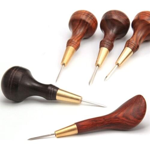 Purple Sandalwood Awl with Diamond Shape Blade Cutter Cutting Leather Cut with Good Wooden Handle Professional Leather Craft