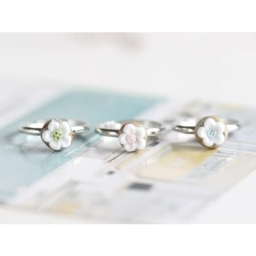 Cute Ceramic flower ring for women fashion accessary for girl gift #5042