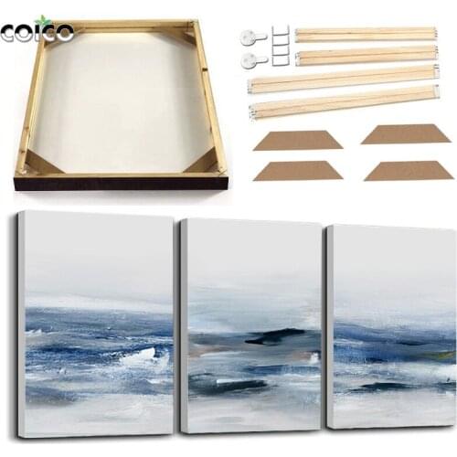 Nordic Modern Abstract Wall Art Posters with Frame Hand Painted Oil Painting Minimalist Blue Canvas Print Home Decor Picture