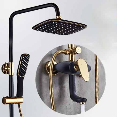 Black and gold Shower set occident style mixer tap brass bathroom faucet imitation retro bathroom shower