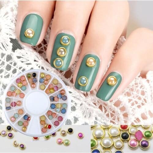 10/20/30Box Mix Size Crystal Glitter Rhinestone 3D Pearl Diamond Acrylic Nail Art Tips Decoration Wheel Set DIY Nail Accessories