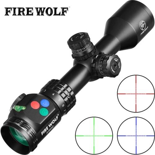 Fire Wolf 3-9X40 Riflescope Tactical Optical Rifle Scope RGB Button Cross Dot Sight Illuminated Sight Hunting Level Scopes