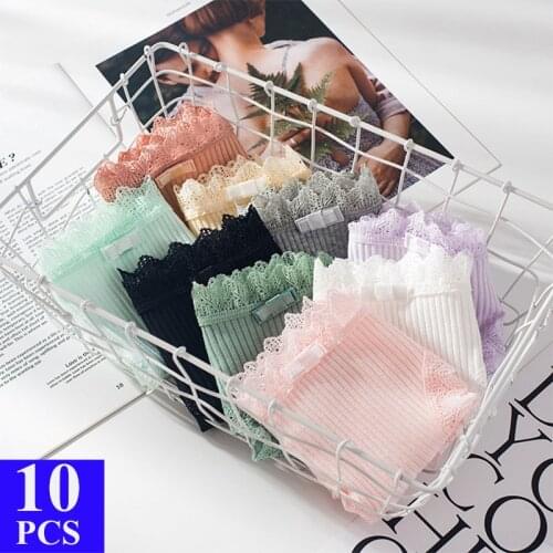 0.7$/Pc 10Pcs/Lot Cotton Panties Women Lace Sexy Underwear Women Briefs Lingerie Femme Underpants Women Underwear Stringi Bragas