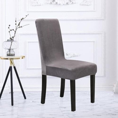 Solid Color Elastic Winter Velvet Chair Cover Seat Slipcover Decor Protector Modern Style Home Textile