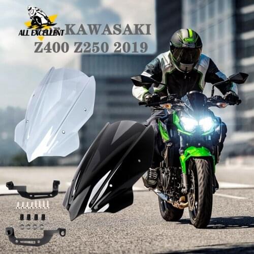 For Kawasaki Z250 Z400 2019 Windshield wind deflector Motorcycle Accessories WindScreen Visor Viser With Bracket