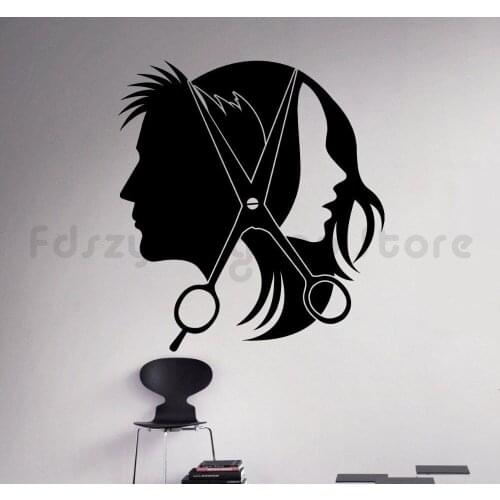 Vinyl Sticker Removable Hair Salon Barber Shop Wall Decal Baber Shop Decoration Hair Salon Wallpaper Design Wall Art Mural Q620