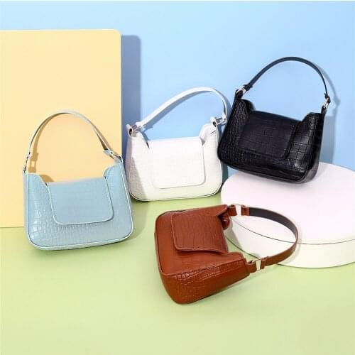 Women Solid Color Street Travel Top-Handle Bag Casual Alligator Pattern Underarm Shoulder Purse Fashion PU Leather Zip Handbags