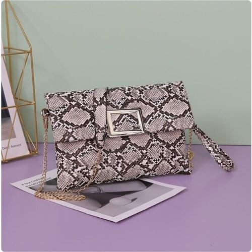 Women Serpentine Chain Crossbody Bag Female Printed Pu Leather Shoulder Bags Ladies Messenger Bag