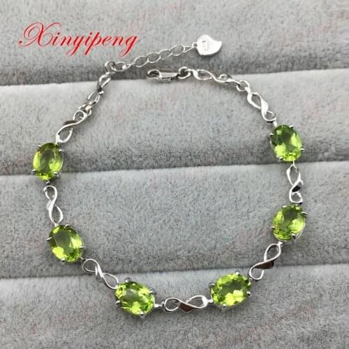 925 sterling silver with 100% natural peridot bracelets women Fashion is pure and fresh Colored gems
