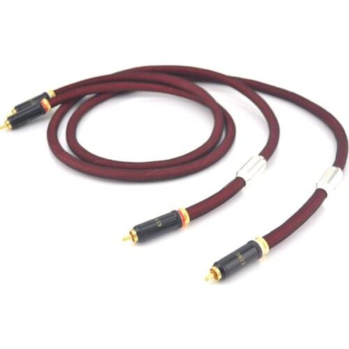 1 pair Hifi audio GT.2 OCC pure copper Audio RCA interconnect cable with Gold Plated RCA plug
