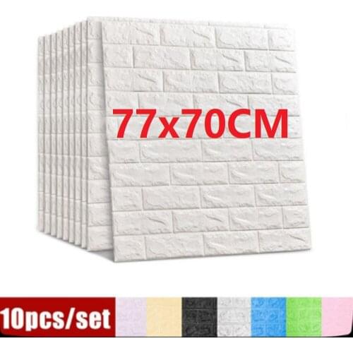 10pcs 3D Brick Wall Stickers Self-Adhesive DIY Waterproof Foam Wallpaper Kids Room Kitchen Roof Ceiling Background Wall Decals