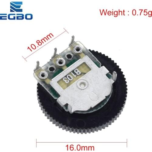 10PCS EGBO B103 16x2mm 10K Ohm Double Dial Taper Volume Wheel Duplex Potentiometer Z07 Drop ship
