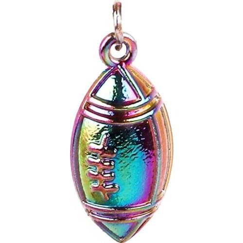 10pcs Fashion colgantes Rainbow Color Half Olives balls oval egg shape Alloy Pendant charms for Necklace men Jewelry