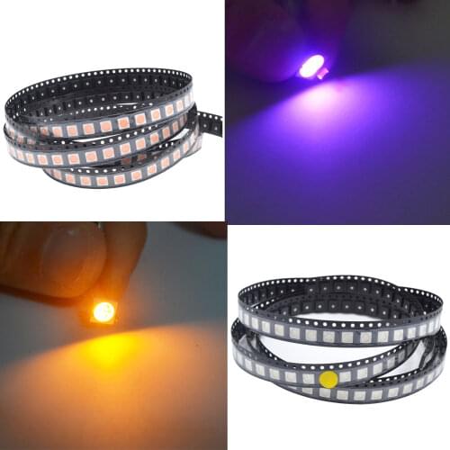 1000pcs 5050 RGB white Red Green Blue Yellow UV SMD SMT Emitting Diode LED PLCC-6 3-CHIPS Bright lamp light 60mA 3V Diodes