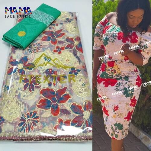 2.5+2.5 Nigerian Lace Fabric High Quality Organza Sequin Lace Fabric Embroidered Tulle With Bazin Riche For Women Dress