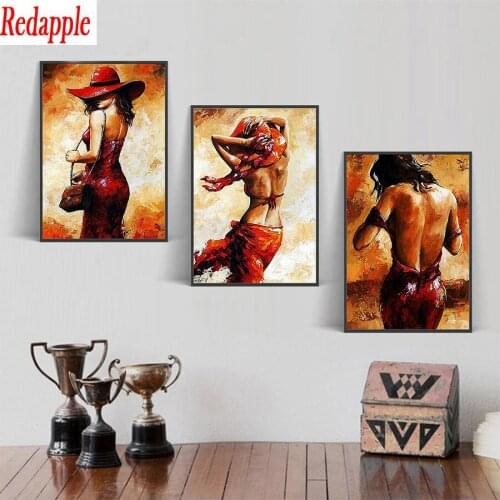 Diamond embroidery red hat dress beauty 5D DIY full diamond painting square round drill 3d rhinestone pictures mosaic wall decor