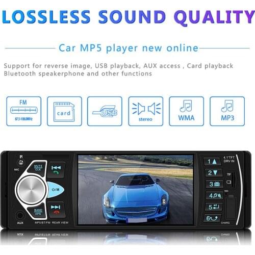 1 Din Car Radio 4.1'' Digital Display Bluetooth FM MP3 Autoradio Multimedia Player Audio USB TF Backup Monitor Car MP5 Player