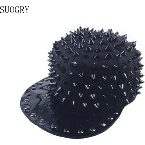 Unisex Punk Hedgehog Hat Personality Jazz Snapback Spike Studded Rivet Spiky Baseball Cap For Hip Hop Rock Dance