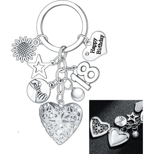 Gift Mom Grandma Aunt Sister Daughter 16th 18th 30th 40th Keyring Birthday Gifts Her Open Locket Heart Keychain Hollow Charm
