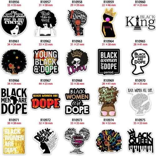 Black Women Resin Planar Printed Acrylic Fashion Words Charms for Keychain Earring DIY Decoration Crafts Accessories