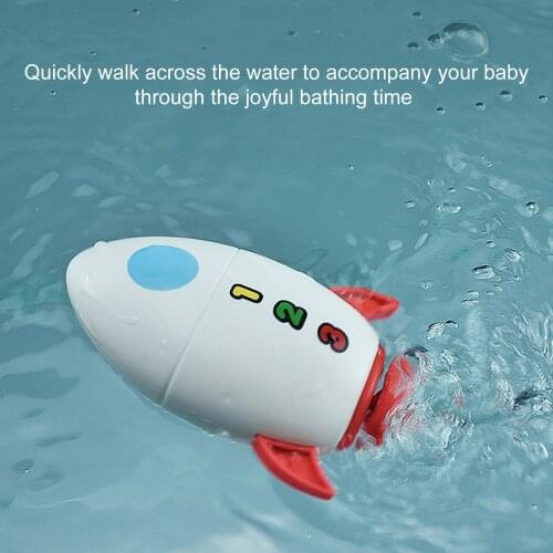 Baby Bath Toy Clockwork Turbo Propelled Rocket Children Water Play Toys Cartoon Clockwork Rocket Bathroom Water Playing Toys