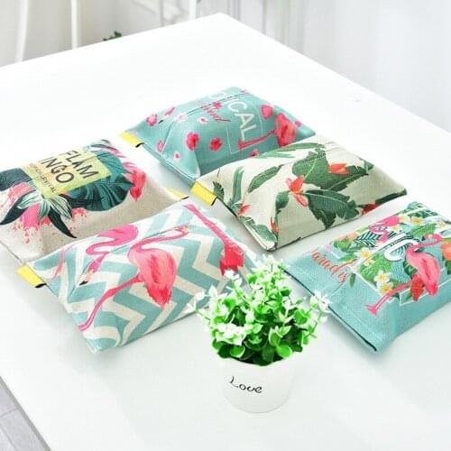 DIY Party Decoration Flamingo Contton Linen Tissue Box Plush Home Car Napkin Paper Container Cute Paper Towel Napkin Case Pouch