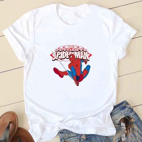 MARVEL Spiderman Oversized Clothing Woman Unisex Short Sleeve Tees Casual Loose Unisex Tops Couples Summer Streetwear T-Shirt