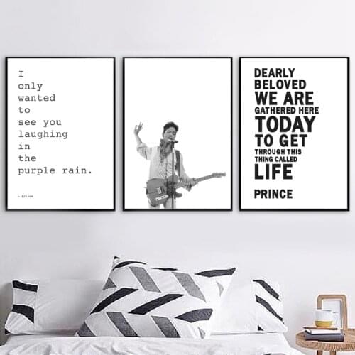 Artist Rogers Nelson Prince Portrait Poster Musician Print Song Lyrics Wall Art Canvas Painting Pictures Fan Gift Wall Decor