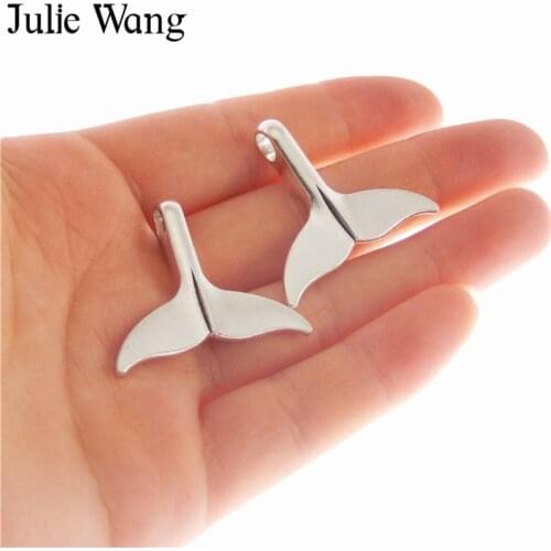Julie Wang 10PCS Alloy Fish Tail Caudal Fins Charms For Necklace Pendant Earrings Findings DIY Jewelry Making Accessories