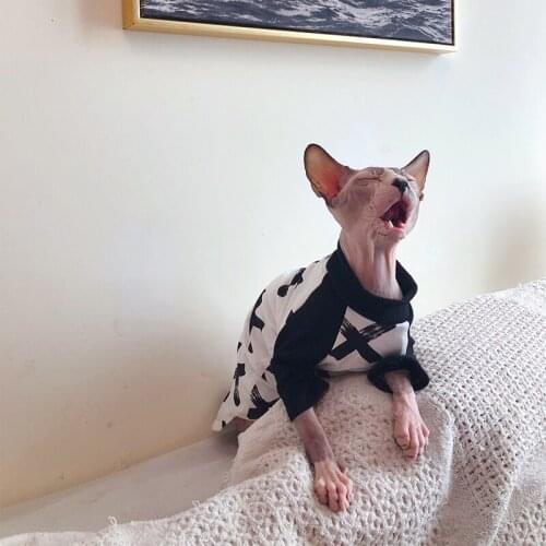 Sphinx Autumn/Winter Sweater Tide Brand Cotton Hairless Cat Coat Warm Thicken Clothes Print Cat Pet Jacket