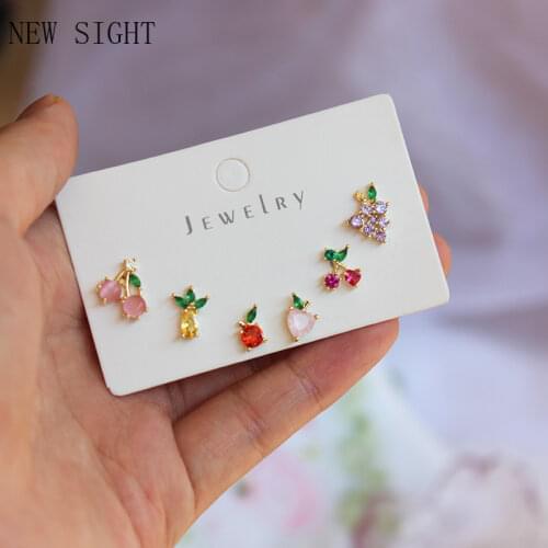 Ins Hot Sale Cute Fruit Glass Dangle Earrings for Women Cute Apple Grapes Dangle Earrings