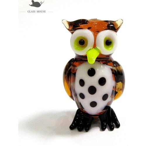 Mini Murano Glass Owl Decorative Figurine Home Garden Decor Accessories Holiday Gift For Kid Cute Handmade Glass Animal Ornament