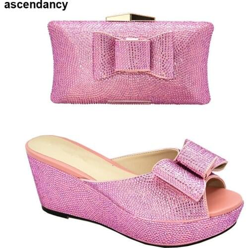 Latest Italian Shoes with Matching Bags High Quality Women Comfy Platform Sandal Shoes African Womens Party Shoes and Bag Sets