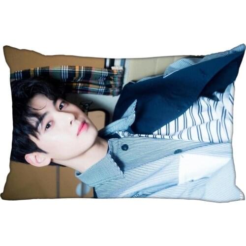 Hot Korea-Pop Custom Cha Astro EunWoo Satin Pillowcase 35x45cm (one side) Printed Zipper Silk PillowCover Custom Logo gift