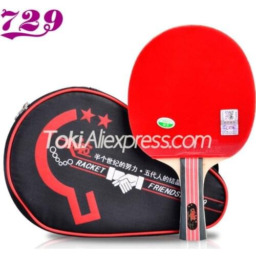 Friendship 729 Table Tennis Racket (Golden 2-Star, with Case) Paddle with Rubber & Bag Original 729 Golden 2 Star Ping Pong Bat