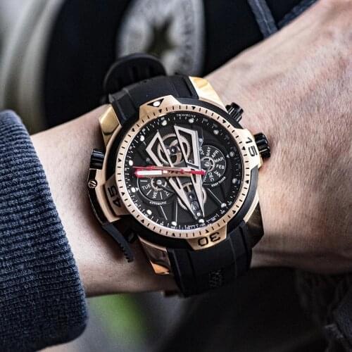 Reef Tiger/RT Top Brand Luxury Sport Men Watch Luminous Mechanical Watch Rubber Strap 100M Waterproof Automatic Watch