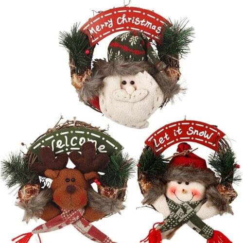 Christmas Wreath Hanging Decoration for Home Handcrafted New Year Elegant Holiday Pine Wreath Door Wall Garland Xmas Ornament