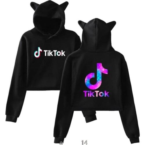 Tik Tok Cat Ear Hoodies Women Navel Cool New Tik Tok Fashion Crop Women Hoodies Sweatshirts Sexy Kpop Harajuku