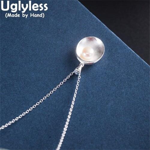 Uglyless Fashion Simple Glossy Silver Bowl Flowers Jewelry Sets Women Natural Pearl Studs Earrings Pendants Necklaces 925 Silver