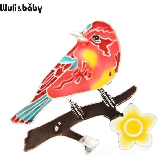 Wuli&baby New Enamel Singing Bird Brooches For Women Vintage 4-color Magpie Oriole Animal Spring Designer Brooch Pins Gifts