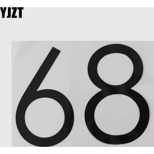 YJZT 16CM×12CM Creative Arabic Numbers Motorcycle 68 Numbers Vinyl Decal Car Stickers Black/Silver 13D-0776