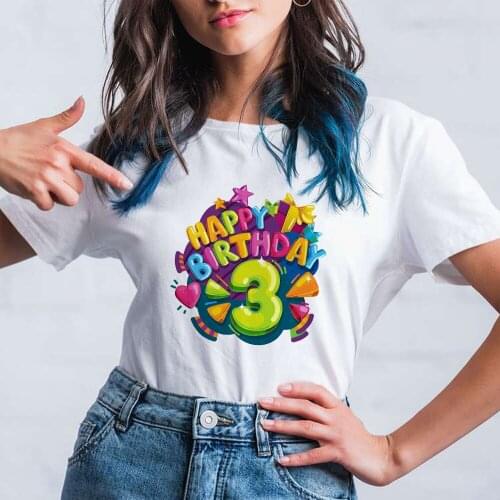 2021 Cartoon T-shirt Women 1-10 Birthday Printed Short Sleeve Kawaii Vogue T Shirt Pop Streetwear Birthday 3 O-Neck Tshirt