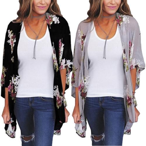 2020 New Women Loose Blouse Summer Boho Chiffon Coat Shawl Kimono Cardigan Tops
